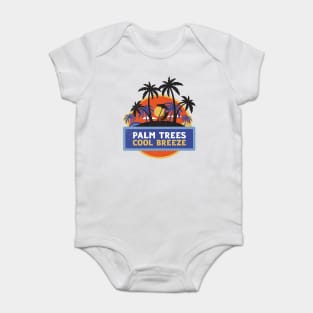 Retro Distressed Palm Trees Cool Breeze by the sea in a beach chair Baby Bodysuit